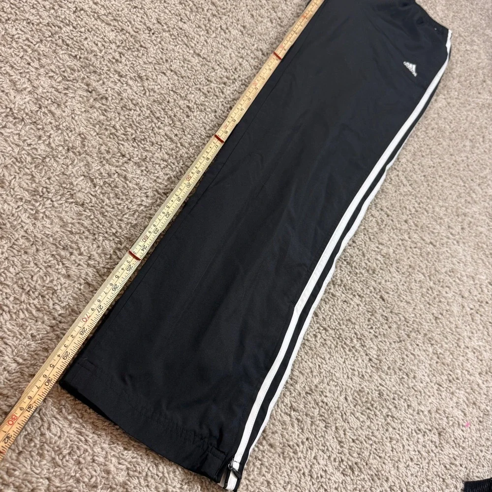Adidas Track Pants Mens Small Black Good 3-Stripe Mesh Lined Windbreaker AZF001